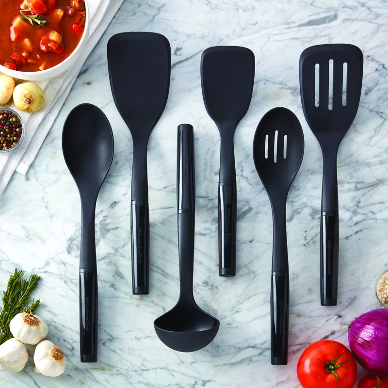 Black Nylon 6-Piece Heat-Resistant Kitchen Tool Set