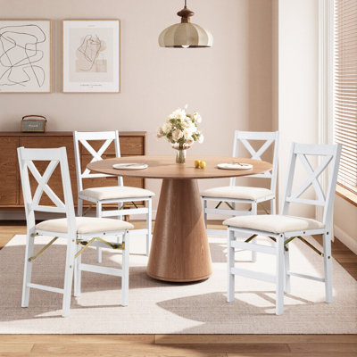 Chaises de salle à manger pliantes rembourrées et empilables avec structure en bois massif