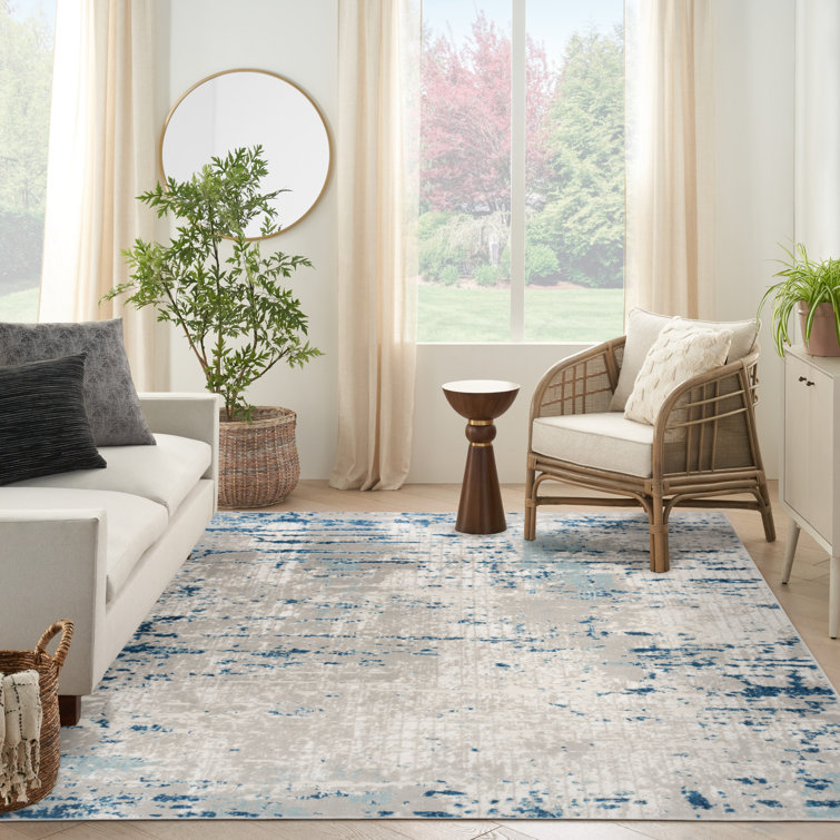 Alsup Abstract Modern Machine Woven Area Rug in Blue/Gray
