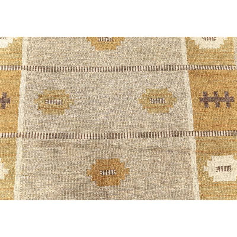 Vintage One-of-a-Kind Rectangle 4'2" X 6'6" 1950s Wool Area Rug in