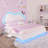 Zoomie Kids Full Floating Bed Frame with Adjustable LED Headboard, Upholstered Platform Bed, White-500018424-500018426