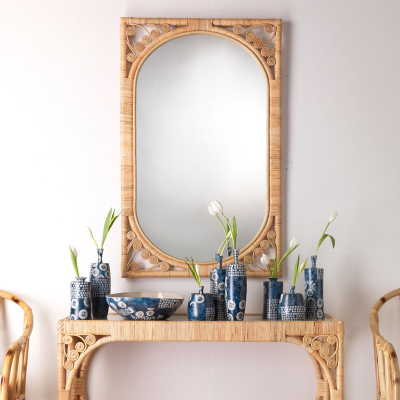 Primrose Handcrafted Rattan Rectangular Wall Mirror