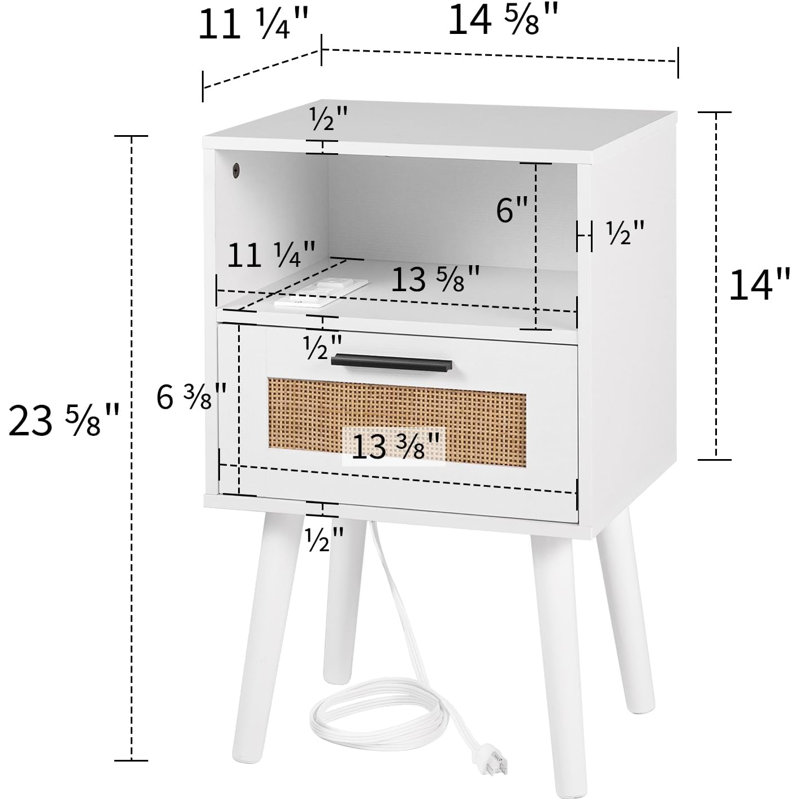 Table de chevet 1 tiroir Nehorai