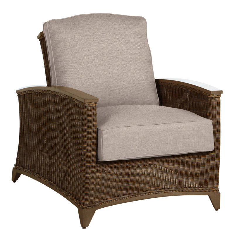 Astoria Patio Chair with Cushions, Astoria #90 Raffia/Oak, Welt, Tweed Toffee