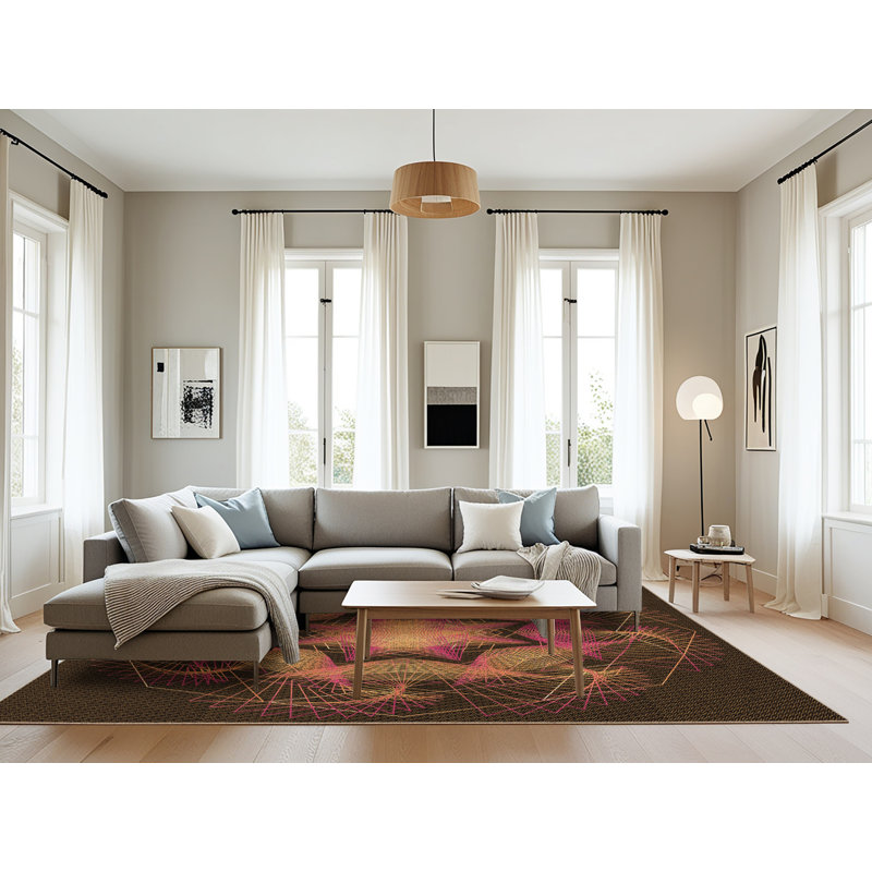 Tapis en laine rouge / brun, Rectangle 8 pi x 12 pi