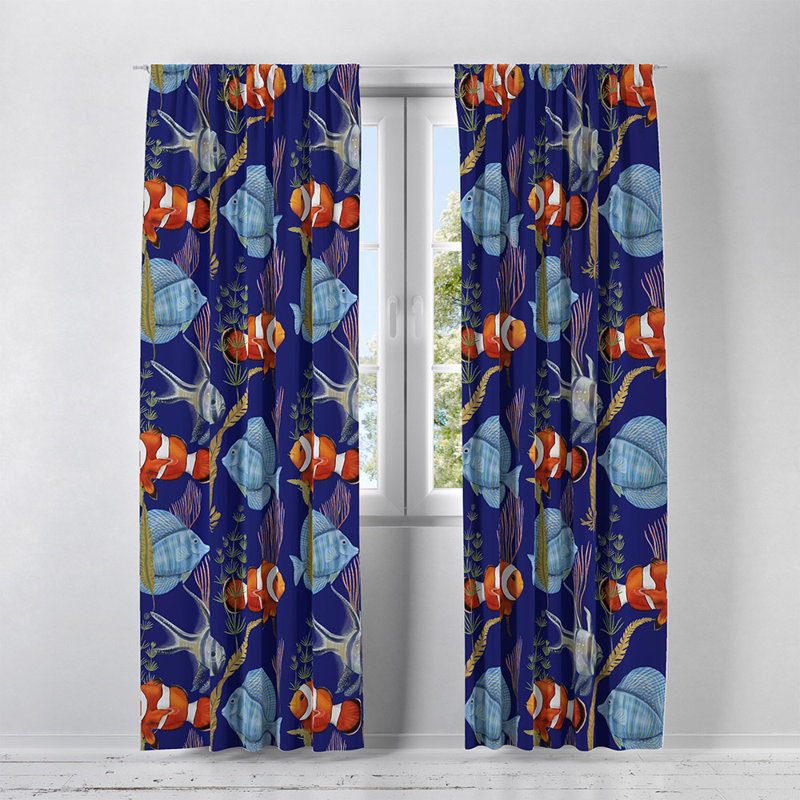 Paire de rideaux semi-transparents Clown Fish, L 40 po x L 61 po