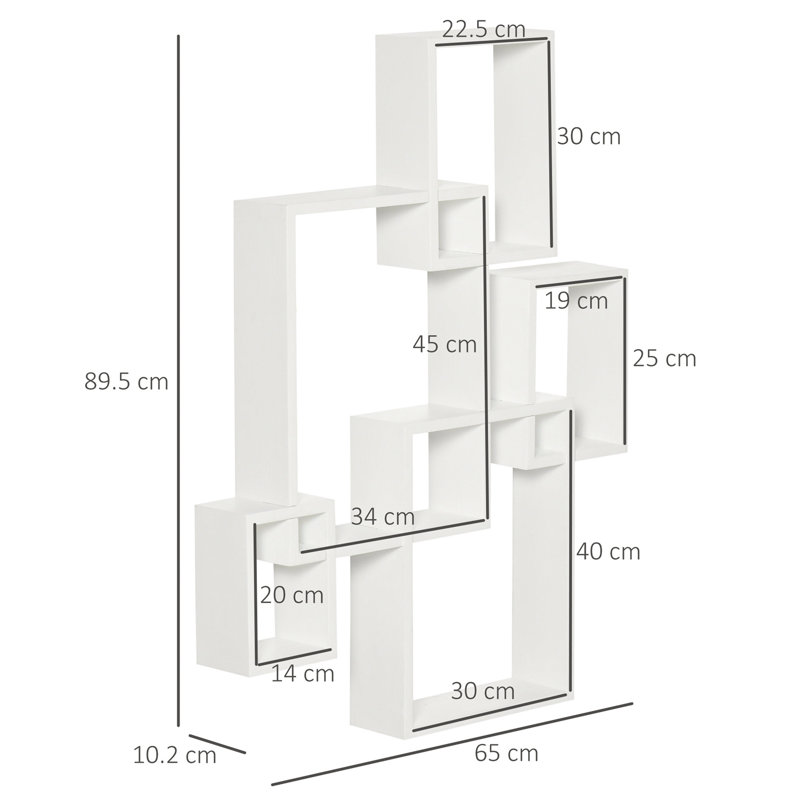 Coover 89.5cm H x 65cm W Solid Wood Floating Bookcase, White