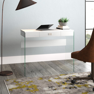 Allegonda Glass Frame Writing Desk with 1 Drawer