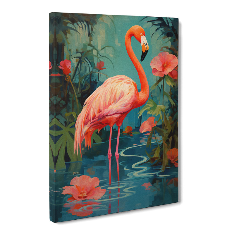 Flamingo Expressionism - Wrapped Canvas, 60cm H x 40cm W x 3cm D