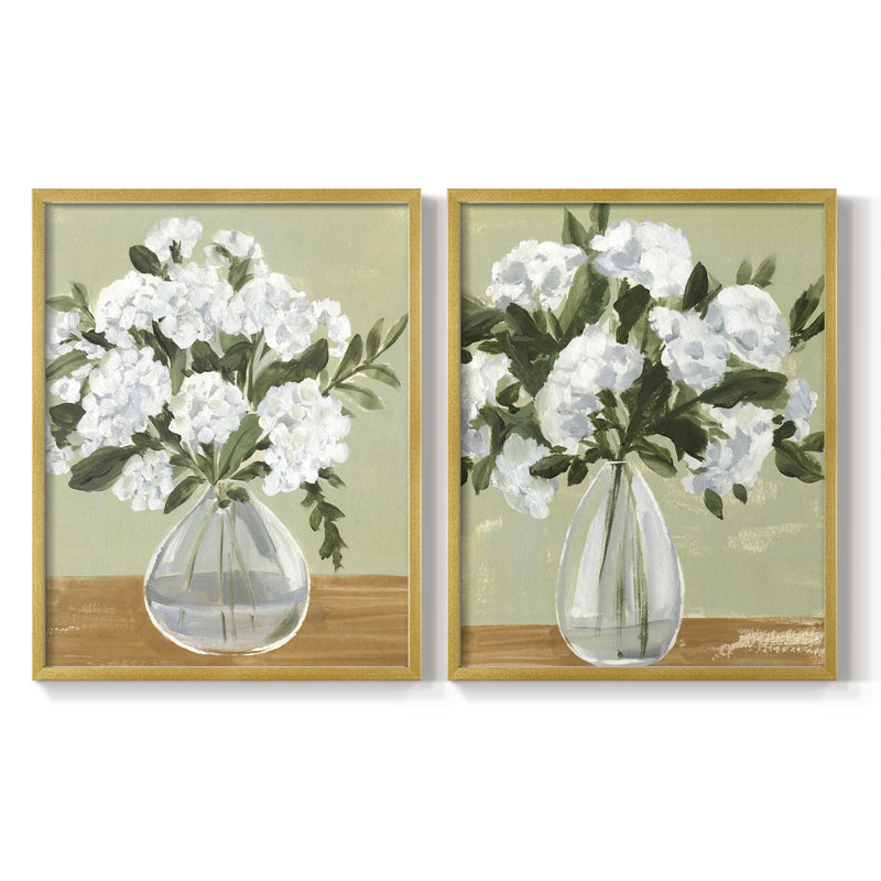 Impression encadrée Vased Viburnum I-Premium - prête à être accrochée - aucun clou requis - aucun clou requis, Doré
