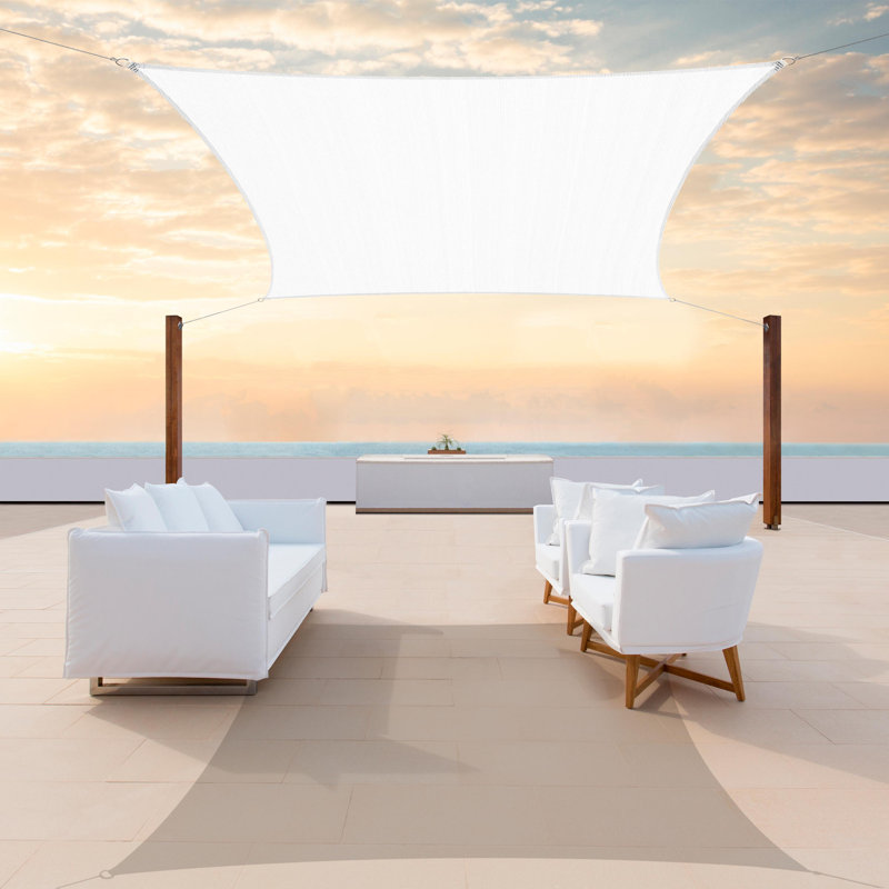Colourtree Sun Shade Sail Rectangle Canopy Fabric Cloth Screen, Water Permeable & UV Block UPF50, White, 10 ft. x 13 ft.