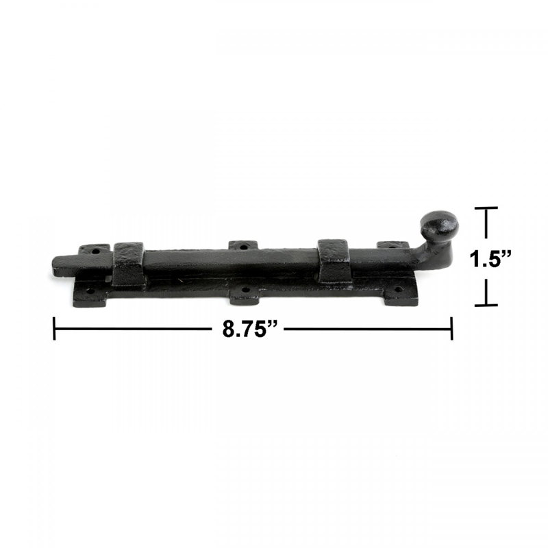Verrou de porte antique en fer forgé noir avec vis