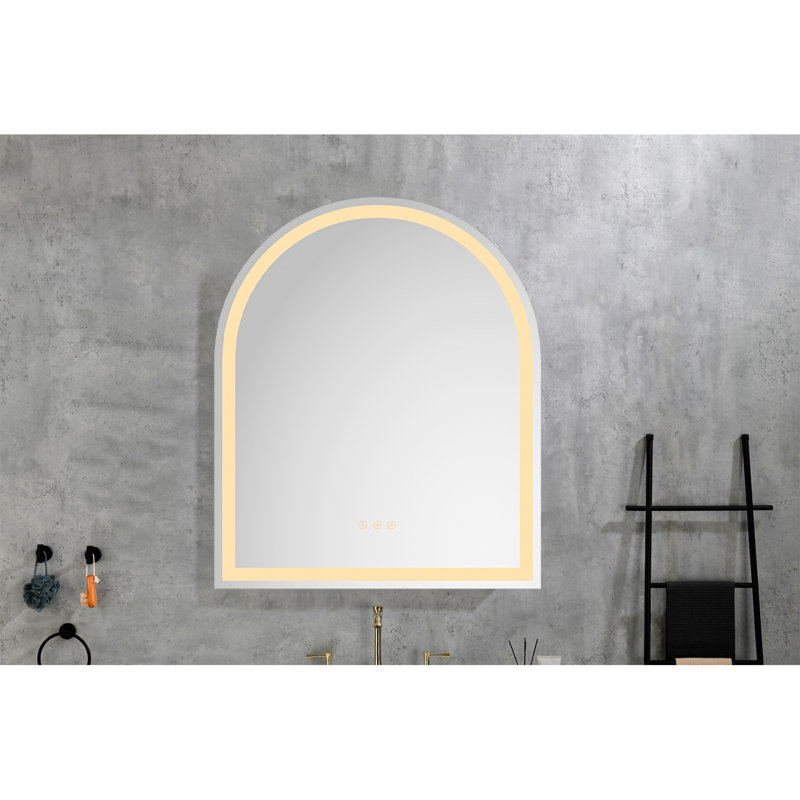 Miroir mural de salle de bain 30 * 36 avec éclairage à DEL haute luminosité + fonction anti-buée séparée + gradateur