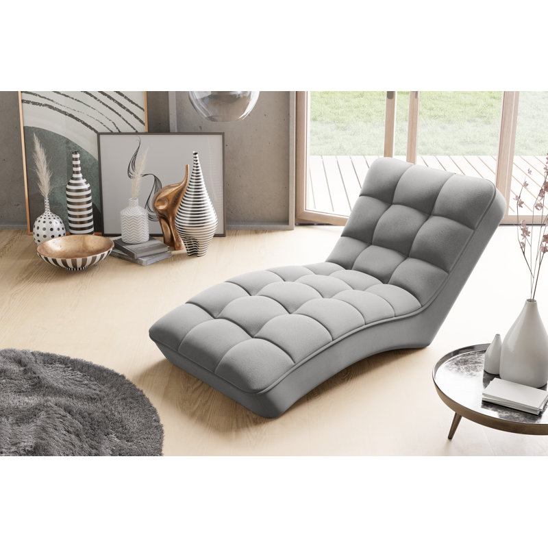 Frenette Upholstered Chaise Lounge, Grey