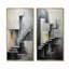 Abstrait argent escalier - formes abstraites, ensemble de 2 reproductions d'art mural-459114465-459114467