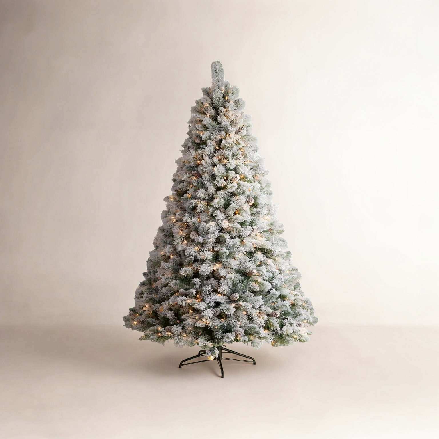 Prelit Snow Flocked Artificial Christmas Tree, 90"H