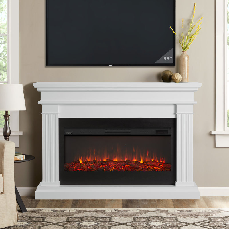 Beau 59" Landscape Electric Fireplace by Real Flame, Standard, White