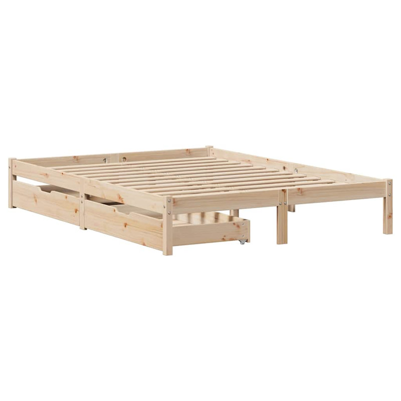 Aleppo Solid Wood Bed, Natural, Double (4'6)