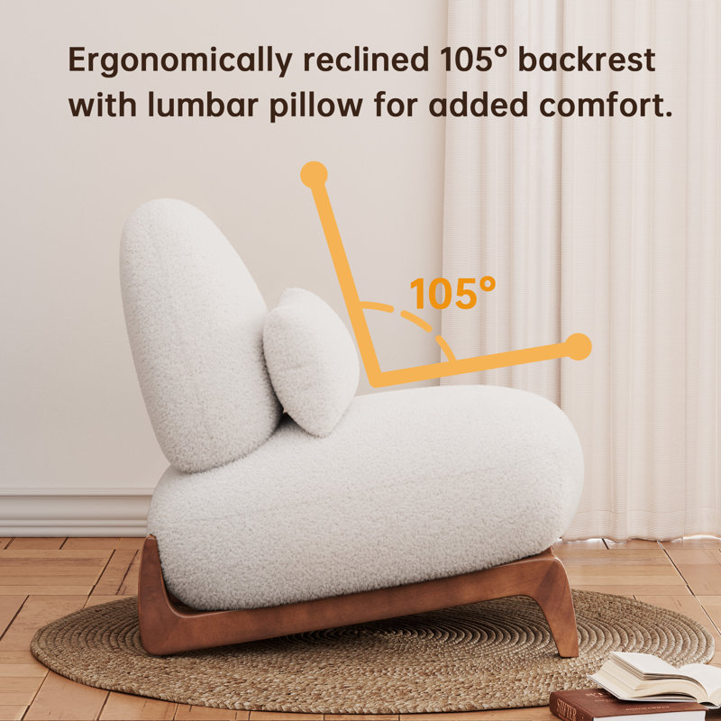 Keiven Upholstered Accent Lounge Chair With Wood Leg, Beige