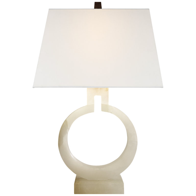 Ring Table Lamp, Alabaster, 20.25" H x 13.5" W x 13.5" D, Linen