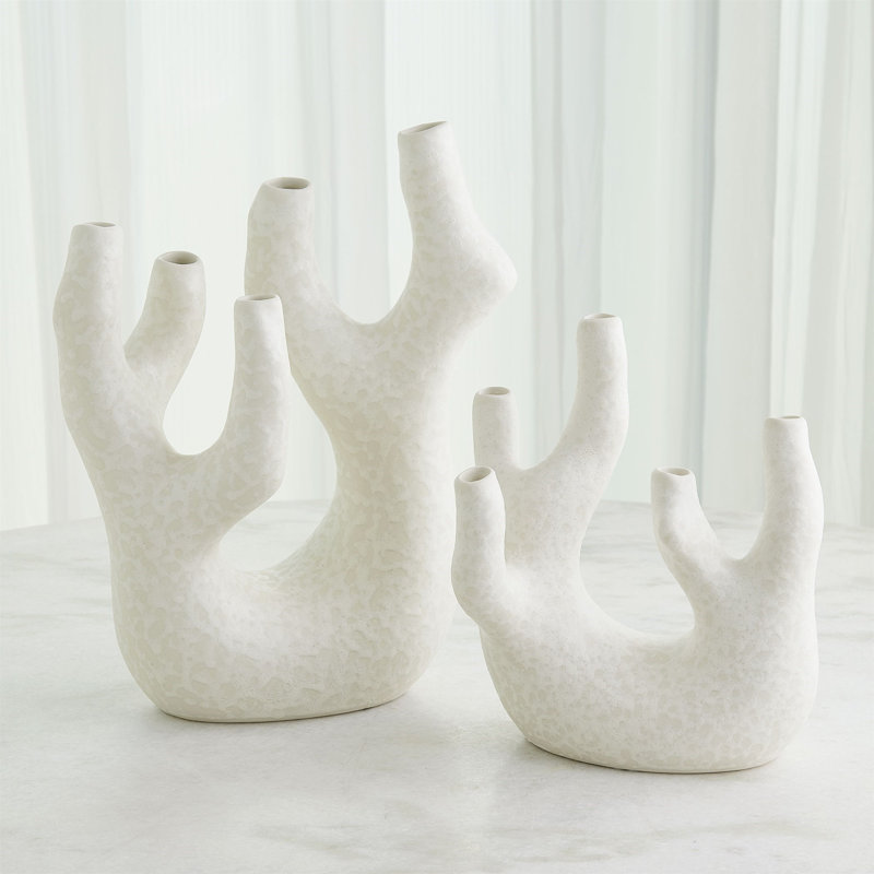 Creation Handmade Earthenware Table Vase, White