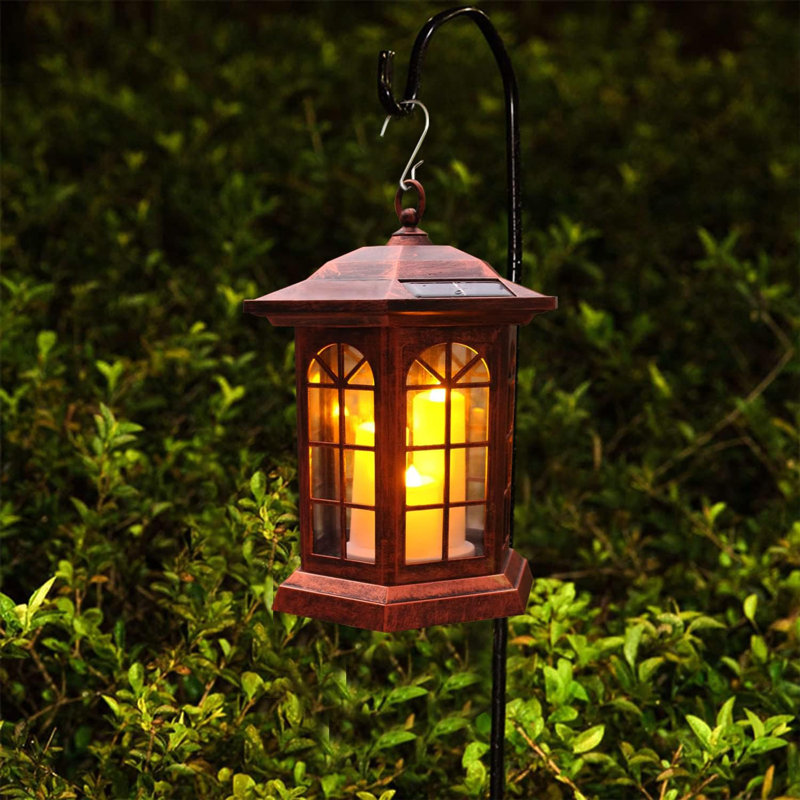Black Solar Powered LED Flameless Garden Lantern