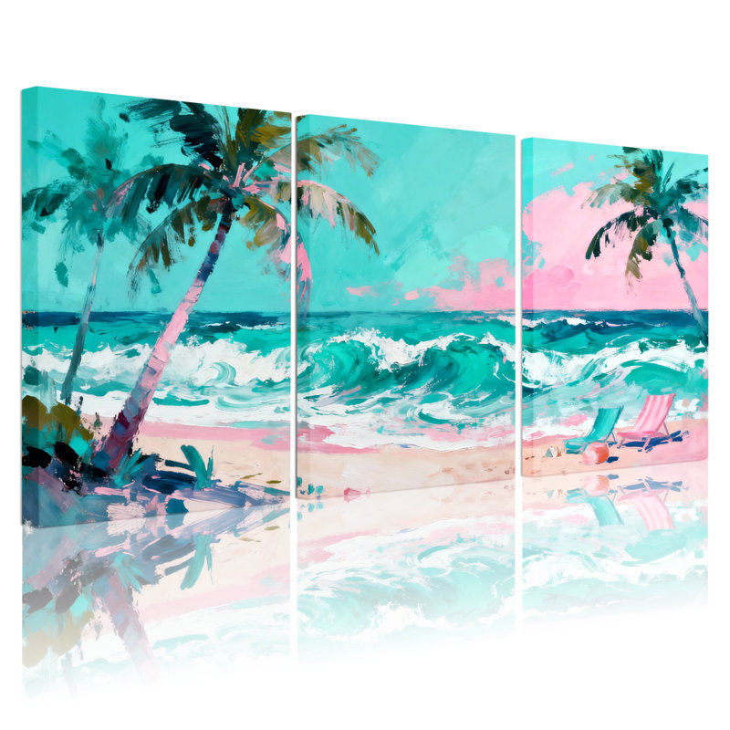 Ensemble de 3 reproductions d'art sur toile, H 18 po x l 36 po