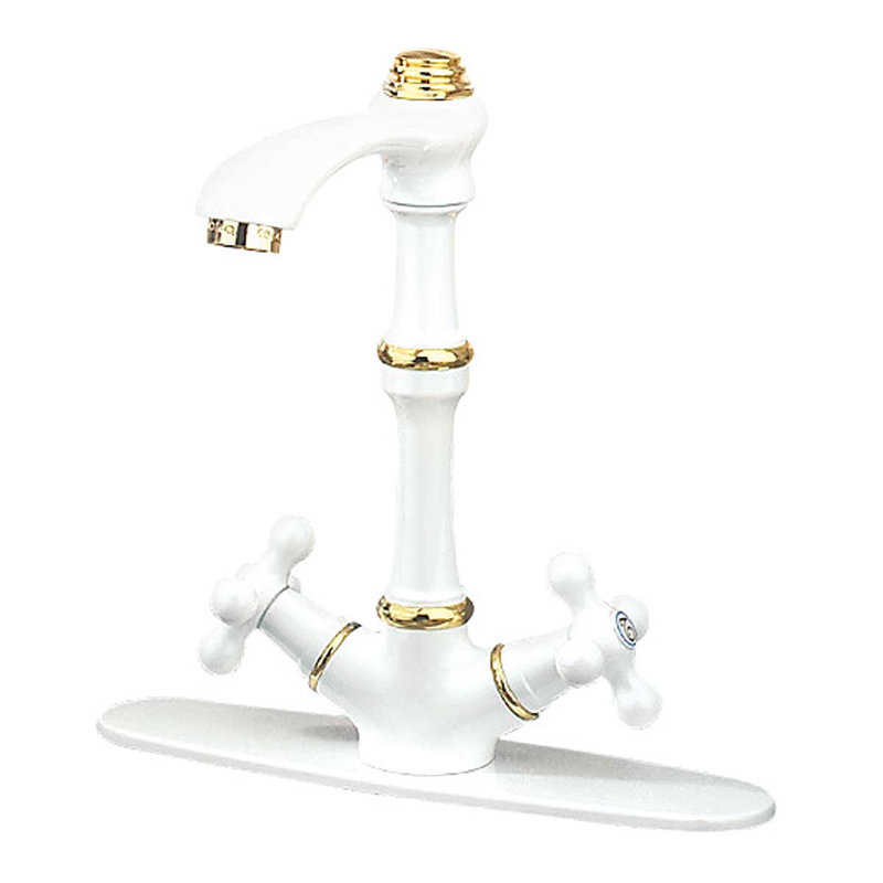Kitchen Faucet Vintage White Cross 2 Handles Single Hole Renovators Supply