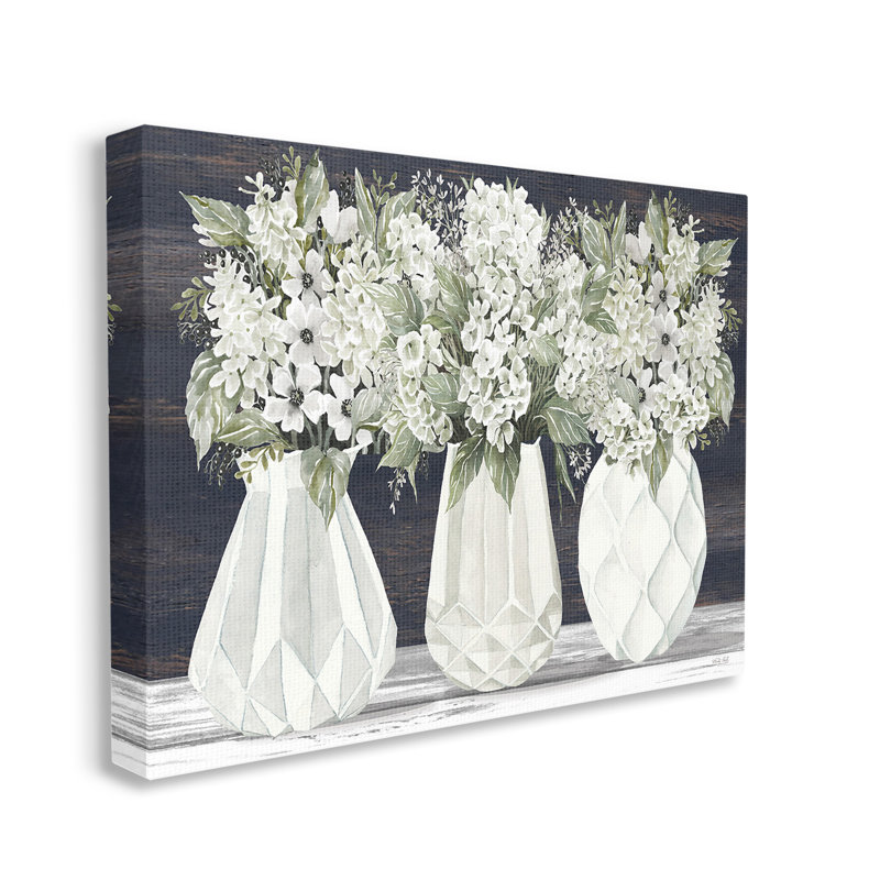 Bd-023_CN "Flowers In Geometric Vases" par Cindy Jacobs sur toile, H 30 po x l 40 po