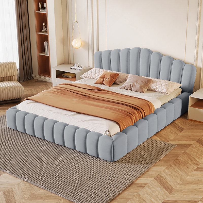 Tête de lit tapissier en velours pour lit grand lit, bleu clair, Bleu clair