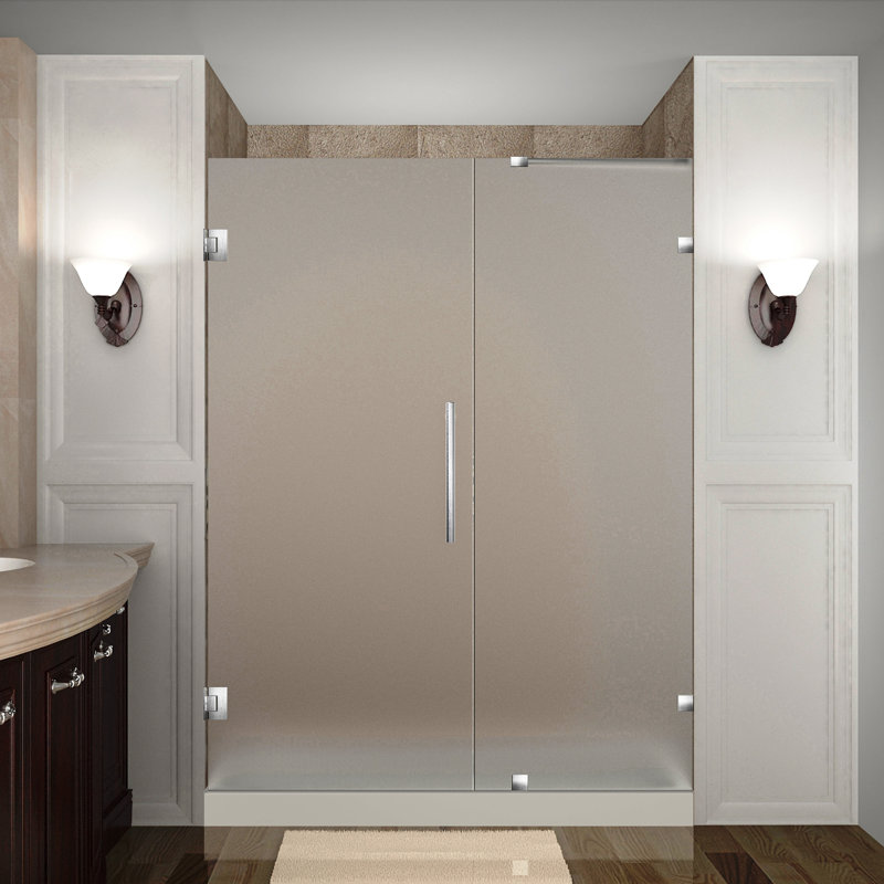 Porte de douche à charnière sans cadre l 31 po x H 72 po nautis, Acier inoxydable brossé