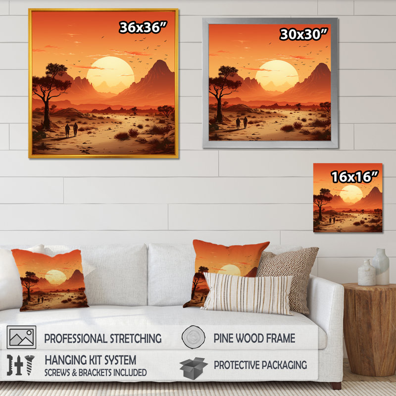 «Desert mexicain Serenity 1 - Art mural mexicain», Cadre simple blanc, H 36 po x l 36 po x P 1,5 po