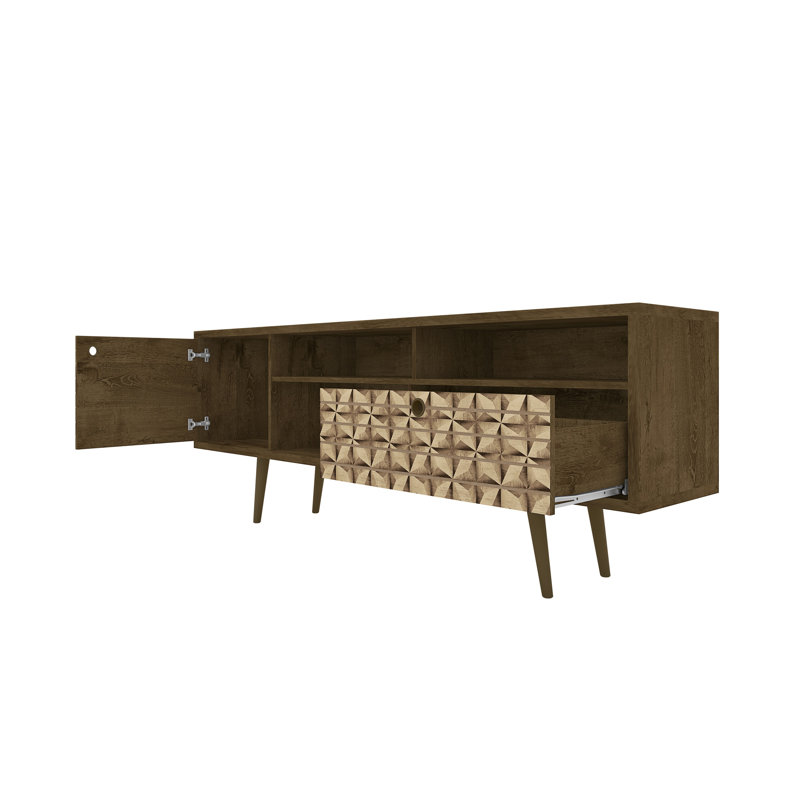Darryl TV Stand, Rustic Brown/3D Brown Print