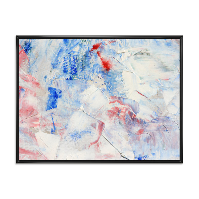 Composition abstraite bleue - peinture sur toile, Cadre flottant noir, H 16 po x l 32 po x p 1 po