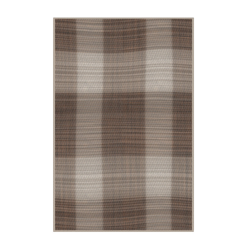 Tapis décoratif brun à carreaux plemons, Rectangle 8 pi x 10 pi