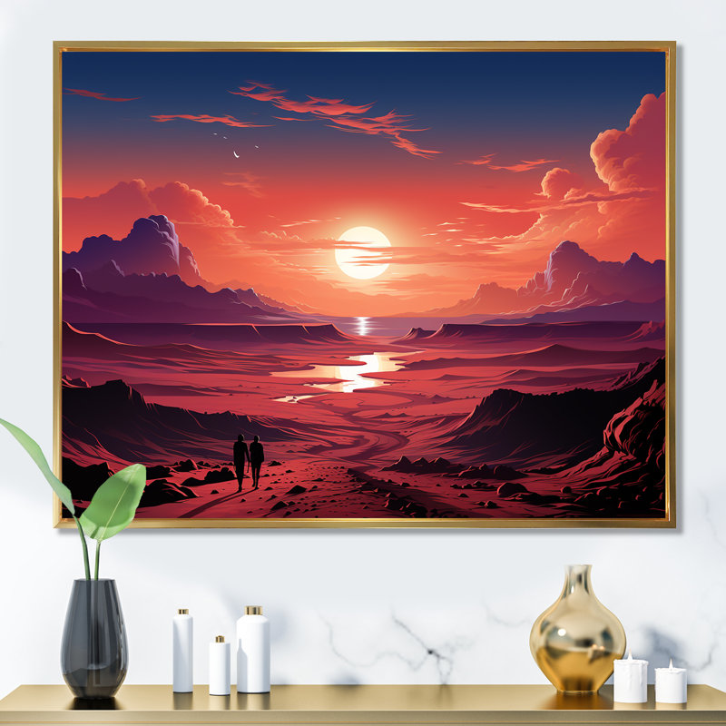 «Man Solitude In Space Desert II» - art mural désert, Toile tendue, H 12 po x l 20 po x P 1 po