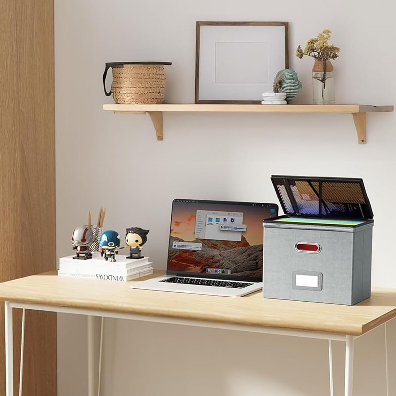 Ensemble de 2 boîtes à dossiers à couvercle gris avec fermeture à glissière pour poches de rangement pour documents de format lettre