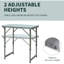 Table de camping pliante 23 po avec hauteur réglable - portable léger pour différentes occasions de camping, pique-nique, garage gris + argent réglable