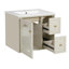 Ensemble de meuble-lavabo mural 24 po pour petit espace, armoire de salle de bain avec lavabo en céramique, 2 tiroirs et 1 porte à fermeture en douceur-55928932