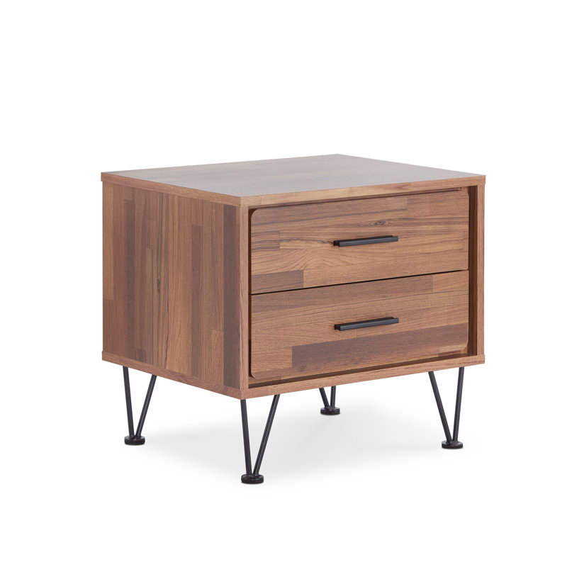 Deoss Walnut Finish Accent Table, Walnut/Black