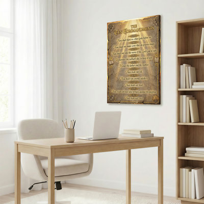 The Ten Commandments Religious Scripture Canvas Wrapped Wall Art Oil Painting Print (Set Of 1)