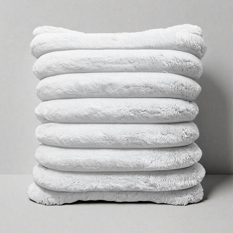 Coussin à poils longs moelleux 2X2 Ft, Blanc