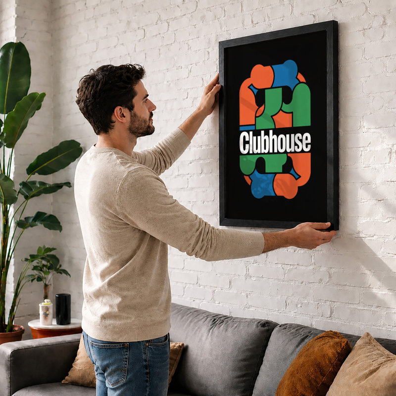 Clubhouse Circle Geometric - Framed Print, A2 - 59.4 x 42.0 cm, Unframed