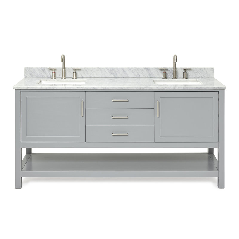 Bayhill 73'' W Double Vanity, Oval, Gray, 61"