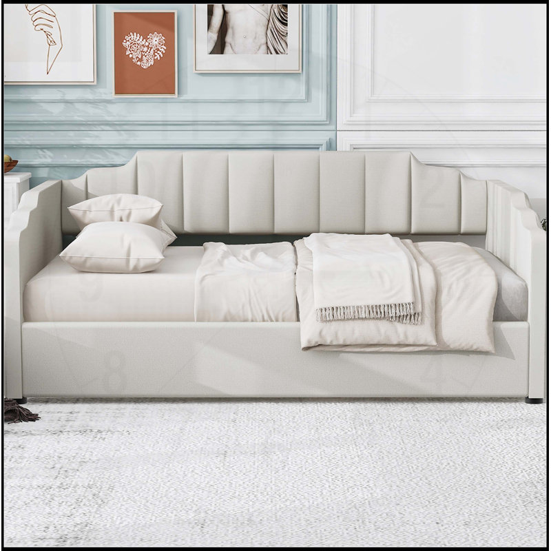 Upholstered Daybed with Underneath Storage, Perfect for Modern and Functional Living Spaces, Beige, Full/Double