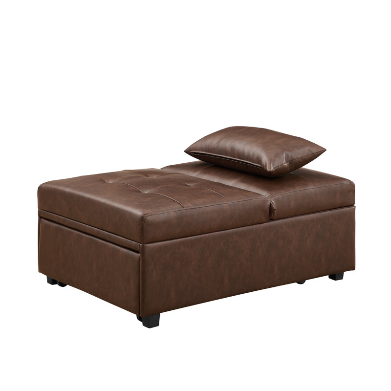 Hulse 3-In-1 Vegan Leather Convertible Sleeper Chair, Brown