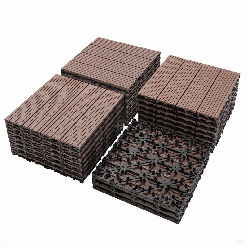 Ensemble de 20 tuiles de terrasse en bois et en plastique composite, les terrasses en composite durable résistent à la rouille, à l'eau, aux intempéries, faciles à bricoler et à entretenir, idéales pour les patios, les balcons et les toits