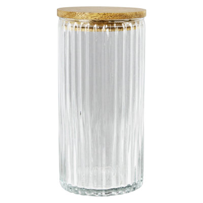 Ribbed Canister, Glass - Lrg