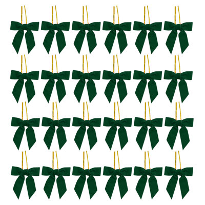 24pcs Small Velvet Christmas Bows For Christmas Tree Wreath Gift Wrap Crafts Wedding Party Bows For Snack Bags Baking Candy Bags Home Decoration