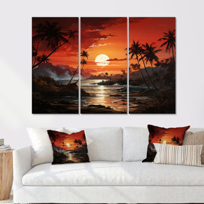 Ensemble de salon Palm Tress By The Sea At Sunset II - Palmiers et palmiers